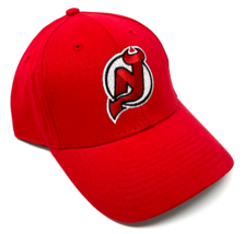Nhl New Jersey Devils Logo Red Adjustable Curved Bill Mens Retro Hockey Hat Cap - £13.62 GBP