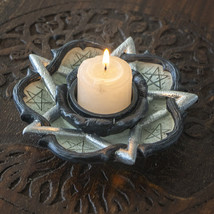 Alchemy Rose of Otralanus Gothic Pentagram Stars Tea Light Votive Candle Holder - £21.99 GBP