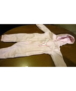 PUMA Pink Hooded Coverall One Piece Outfit 3-6 Months Striped Zipper Foo... - $7.07