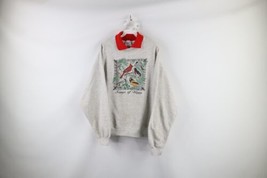 Vintage 90s Streetwear Womens 2XL Distressed Nature Birds Collared Sweatshirt - $49.45