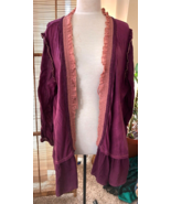 LOGO by Lori Goldstein purple open front cardigan ruffled fairy plus 2X - $30.00