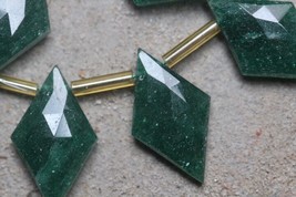 Natural, 23 Piece faceted fancy Green Aventurine rhombus briolette gemstone bead - £55.81 GBP