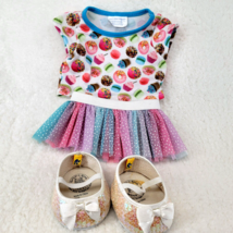 Build A Bear Outfit Pink Blue Cupcake Donut Top Tulle Skirt Sequin Shoes White - £11.75 GBP