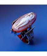 Antique Art Deco 14k Rose Gold Ring Victorian Intaglio Carved Carnelion ... - $1,610.25