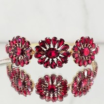 Natasha Couture Headband Red Gold Glass Multiflower Glass Floral Stone P... - $37.01