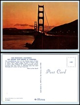 CALIFORNIA Postcard - San Francisco, Golden Gate Bridge At Sundown L39 - £2.52 GBP