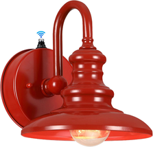 LONEDRUID Red Gooseneck Barn Light, Dusk to Dawn Outdoor Wall Sconce - £74.57 GBP