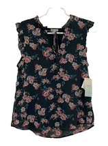 Lily White Shirt Top Blouse Floral Grey Pink Roses Size Small - $13.84