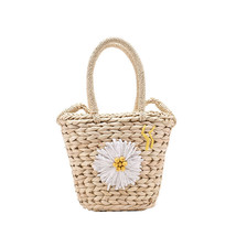 Summer Handmade Beach Straw Bucket Handbags Daisy Design Weave Shoulder Bags for - £24.34 GBP