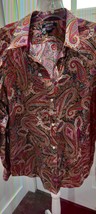 Chaps Women Paisley Long Sleeve Button Up Shirt Size XL Petite - $15.99