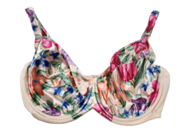 Vintage Vanity Fair Satin Bra Unlined Cup Underwire 75-444 38DD Floral - $924.57 MXN