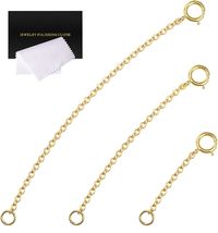 Gold Necklace Extenders 14K Gold Plated Extender Chain 925 Sterling Silver Exten - £10.92 GBP