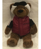 Eddie Bauer 2003 Brown Plush Teddy Bear W/Hat &amp; Red EB Vest 13” Pre Owned - £11.76 GBP