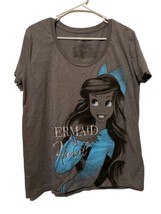 Disney The Little Mermaid T-Shirt Ariel Mermaid at Heart Size Large Gray Blue - £10.20 GBP
