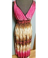 Romantic Pink Sundress Beach Cruise Tropical Dress Cute Print Pattern NE... - £10.21 GBP