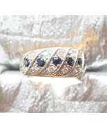 Elegant Sapphire &amp; Crystal Rhinestone Two-tone Ring 1990s vintage size 4... - £9.67 GBP