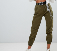 Bershka cargo pants in Green Olive Size 02 - £21.41 GBP