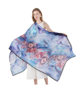 Anyyou 100% Mulberry Silk Light Blue Long Scarf Luxury Brand Women Beach... - €76,32 EUR