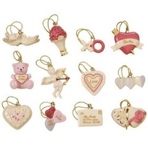 Lenox Valentine&#39;s Day Miniature Tree Ornaments Set of 12 Be Mine Dove Cu... - £310.15 GBP