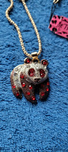 New Betsey Johnson Necklace Panda Red Rhinestones Cute Collectible Decorative - £11.85 GBP