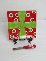 FITZ AND FLOYD &quot;HOLIDAY CHEER&quot; CHEESE PLATE AND SPREADER NWOB DH2357 - $9.00