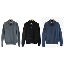 NWT CK Calvin Klein Jeans Stylist Men Waffle-Knit 1/4 zip Pullover Sweat... - £47.95 GBP