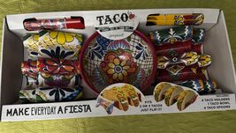 9 Prepara Taco Set For 4 Melamine Multi Taco Holders Spoons Bowl NIB Gif... - $39.76