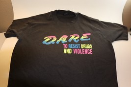 Vintage Single Stitch DARE to Resist Drugs and Violence Black Rainbow T-Shirt L - £38.93 GBP