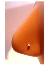 18k Gold 4 MM  Nose Pin Stud Ring White Stone Simple Jewel International... - £45.76 GBP