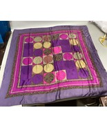 Adrienne Vittadini Purple Geometric Shape Women’s Silk Scarf  - 34”D - €12,79 EUR