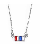 Americana  Patriotic Red, White, Blue Crystal Rectangle Bar Layering Nec... - £12.51 GBP