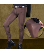 Herren Ice Silk Shiny Leggings High Elastic Silky Skinny Long Trousers A... - £22.10 GBP+