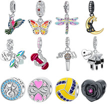 New 925 Sterling Silver Bird Butterfly Cat Music Love DIY Fine beads Fit Charms - $13.50