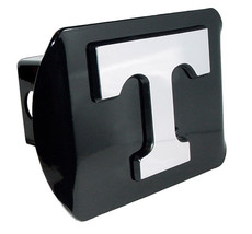 tennessee logo chrome emblem on black trailer hitch cover usa made - £60.10 GBP