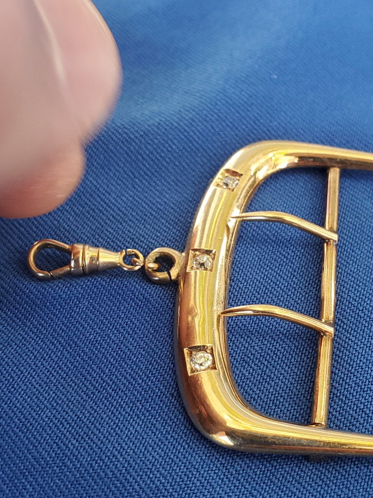 Vintage Earth Mined Diamond Buckle Deco Statement Pendant Solid 14k Gold 5.18 gr Item image 6