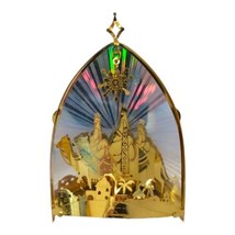 Nativity Holographic Ornament Brass Christmas Light Cover Gold Diorama Laser Cut - $14.83