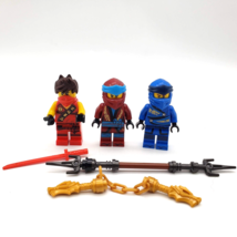 Lego Ninjago Minifigures Lot of 3 Kai Jay Nya Weapons Red Blue Gold - £17.34 GBP