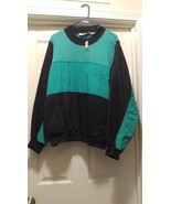 NEW Obex Sport Fleece Pullover Black Teal Mens Sweatshirt XL Vintage 80s - $26.98