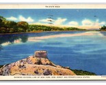 Tri-State Rock Monument State Line New York New Jersey PA Linen Postcard... - $2.92