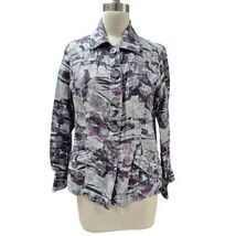 Chico&#39;s 100% Linen Shirt-jack Metallic Silver/Purple Sz 1 S/M NWOT - $634.91 MXN