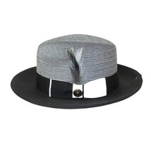 Men's Milani Straw Braided Fedora Hat Soft Crushable FDS-006 Black/White image 8