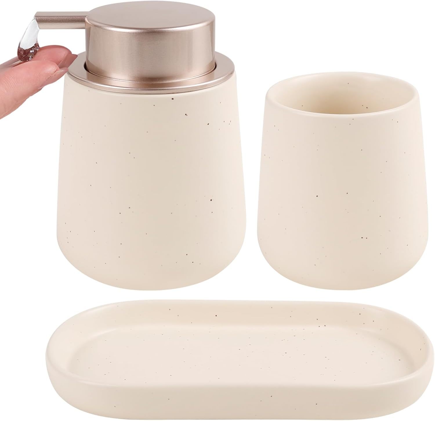 Bosilunlife Bathroom Accessory Set - 3 Pcs Ceramic Bathroom Soap Dispens... - $41.99