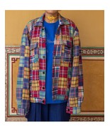 1 Piece Handmade Plaid Jacket 100% Cotton Twill Multicolor Plaid Patch W... - $272.35 CAD