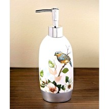 Bluebird Soap Dispenser Bird on Perch Floral Garden Bath Kitchen Ceramic NEW - £16.04 GBP