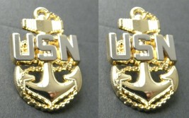 NAVY CHIEF PETTY OFFICER SET OF 2 BASIC ANCHOR LAPEL PIN BADGE 1.25 INCHES - £7.87 GBP