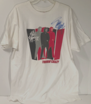 Eddie Money Tourin&#39; Crazy Tour Vintage 90s Concert Blue White T-Shirt Signed XL - $119.47