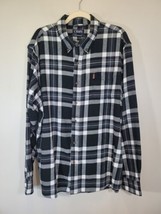 Chaps Mens Performance Plaid Flannel Shirt Size XL Black Long Sleeve But... - $12.30