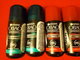 4 Pack Garnier Obao Men Classic &amp; Audaz Deodorant 2.3 Oz / 48 Hours Protection - £18.17 GBP