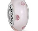 Authentic PANDORA Murano Glass Pink Polka Dots Bead Charm 790618, Retire... - $29.44