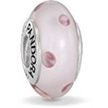 Authentic PANDORA Murano Glass Pink Polka Dots Bead Charm 790618, Retired, New - £23.34 GBP